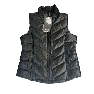 Lands' End  Women's HyperDry 600 Down Puffer Vest Deep Slate Silver Size S (6-8)